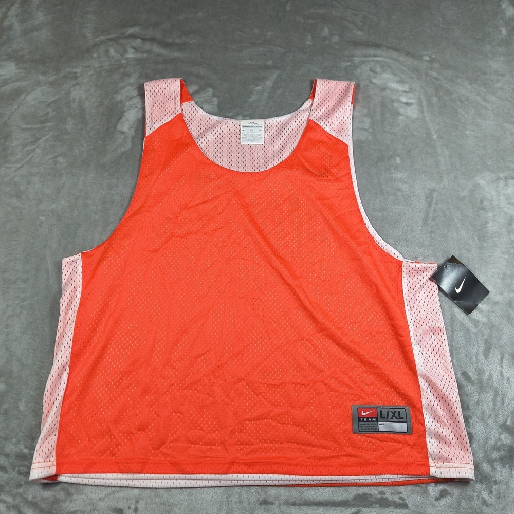 Nike Training Tank Top Large XL Orange White Mesh Reversible 399202 821 Gym New‎